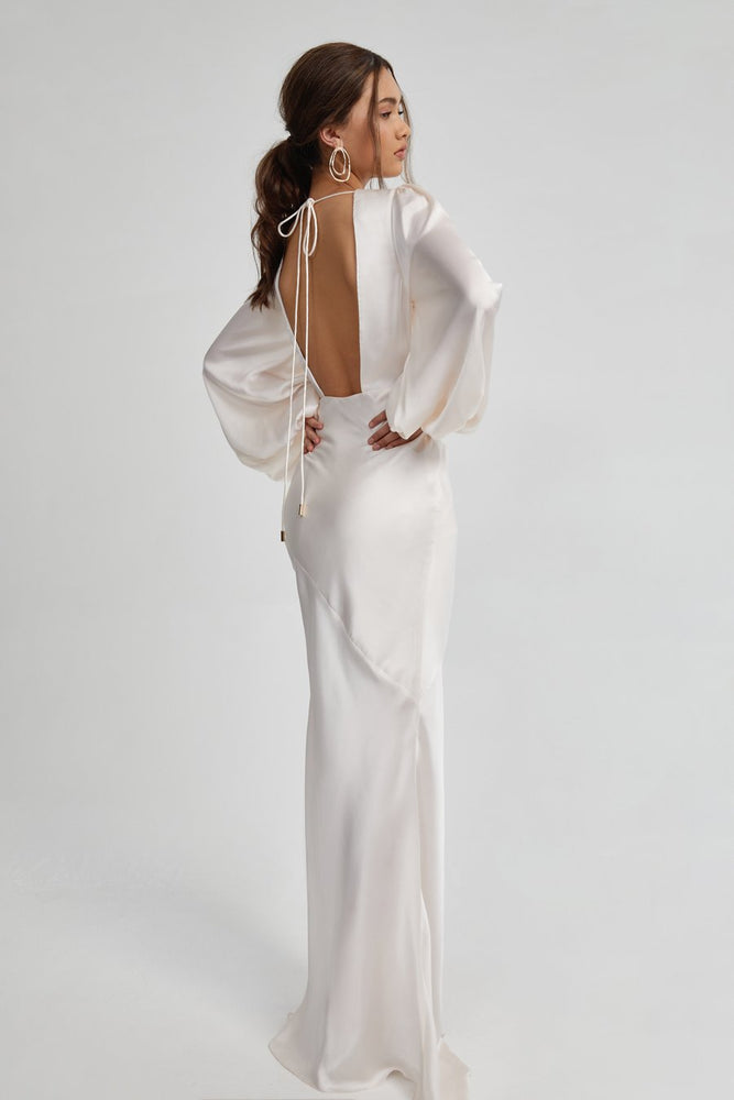 Long Sleeve Backless Maxi Dress | Pale Oyster Blush