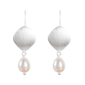 Pearl Disc Drop | Earrings in Silver