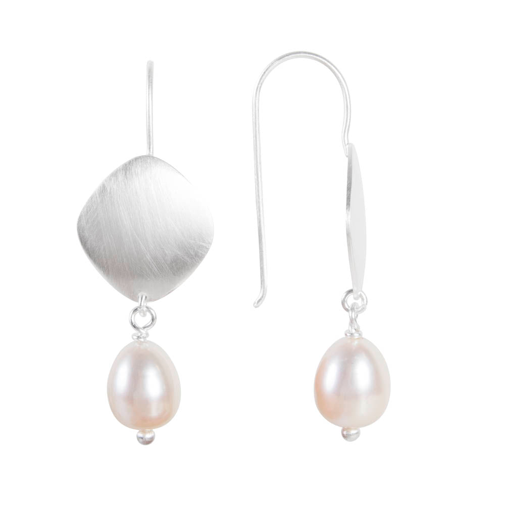 
            
                Load image into Gallery viewer, Pearl Disc Drop | Earrings in Silver
            
        