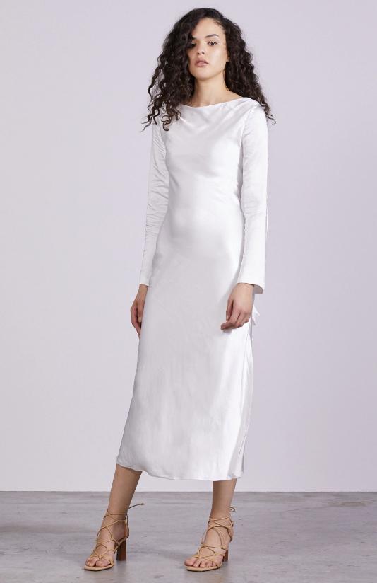 Tie Back Midi Dress | Off White