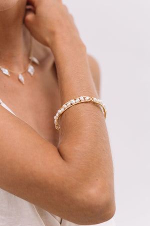
            
                Load image into Gallery viewer, Marcelle | Pearl Cuff Bracelet
            
        